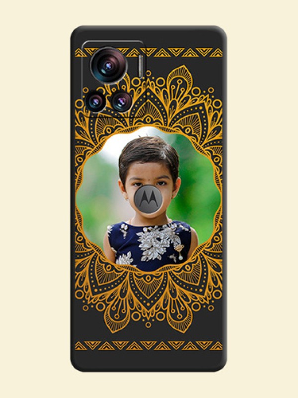 Round Image with Floral Design on Photo on Space Black Soft Matte Mobile Cover - Motorola Moto Edge 30 Ultra