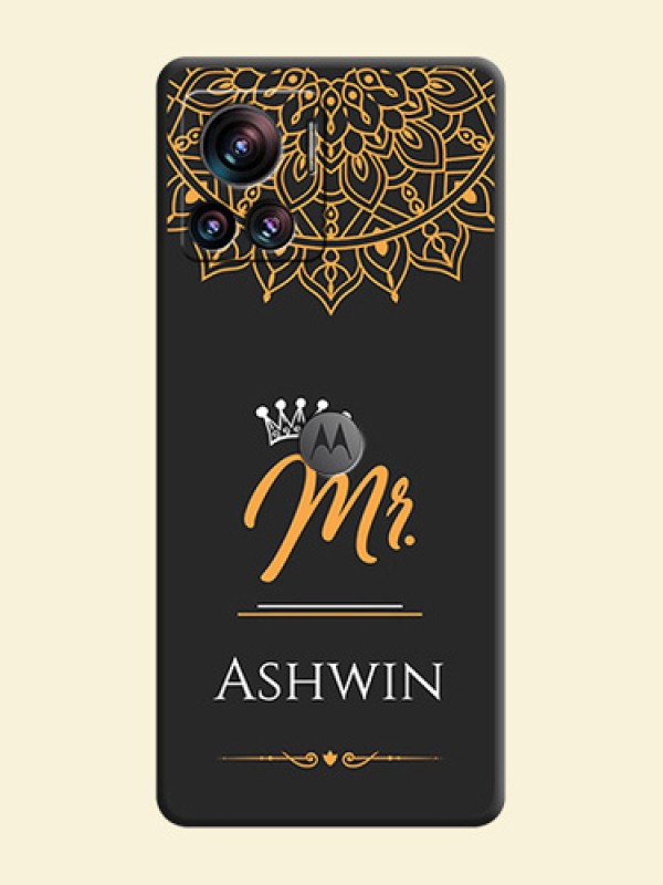 Mr Name with Floral Design  on Personalised Space Black Soft Matte Cases - Motorola Moto Edge 30 Ultra