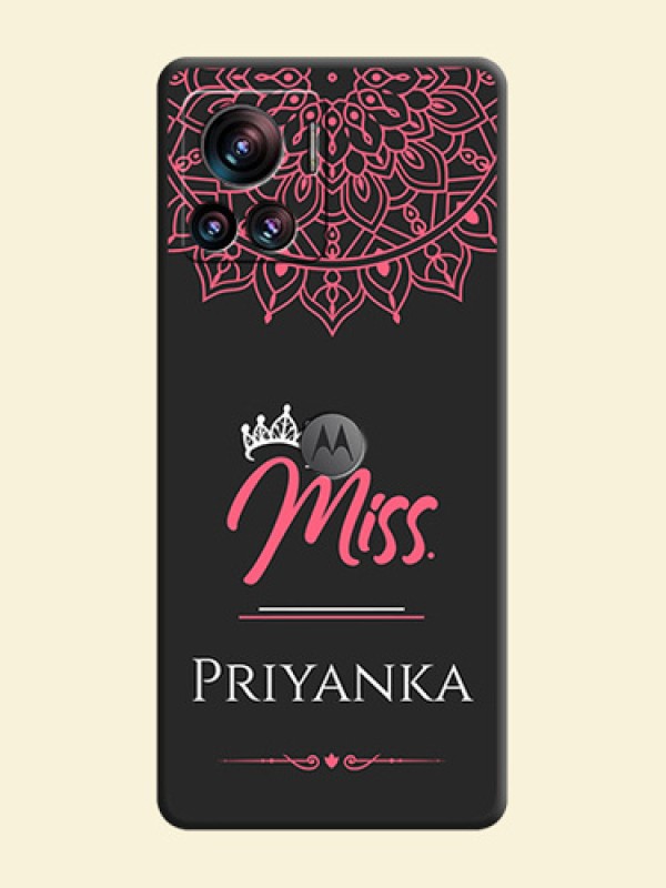 Mrs Name with Floral Design on Space Black Personalized Soft Matte Phone Covers - Motorola Moto Edge 30 Ultra