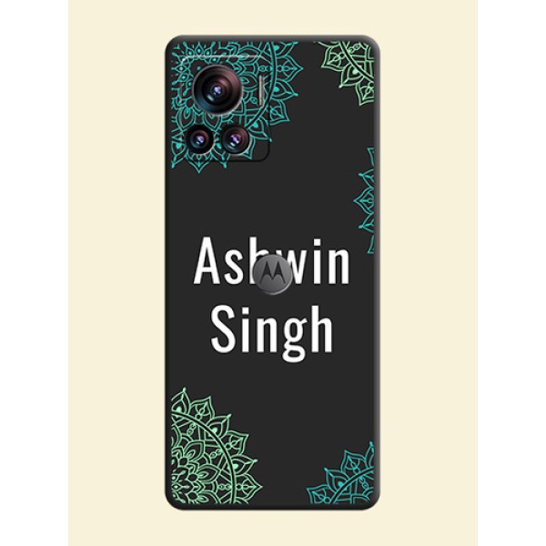 Your Name with Floral Design on Space Black Custom Soft Matte Back Cover - Motorola Moto Edge 30 Ultra Your Name with Floral Design on Space Black Custom Soft Matte Back Cover - Motorola Moto Edge 30 Ultra