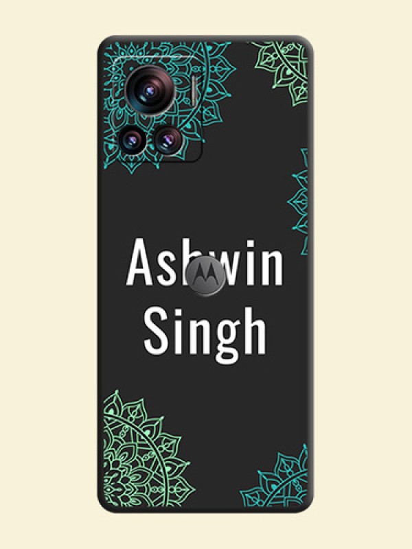 Your Name with Floral Design on Space Black Custom Soft Matte Back Cover - Motorola Moto Edge 30 Ultra