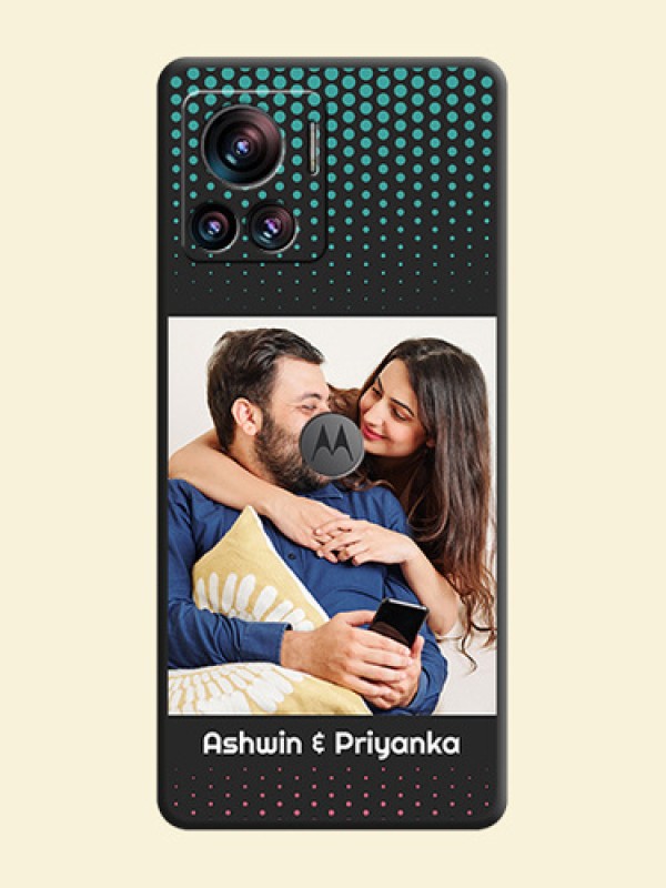 Faded Dots with Grunge Photo Frame and Text on Space Black Custom Soft Matte Phone Cases - Motorola Moto Edge 30 Ultra