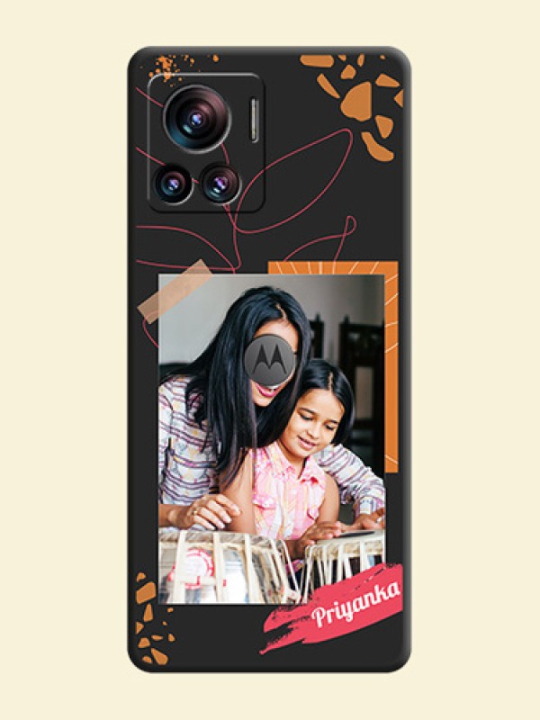 Orange Photo Frame on Space Black Custom Soft Matte Phone Back Cover - Motorola Moto Edge 30 Ultra