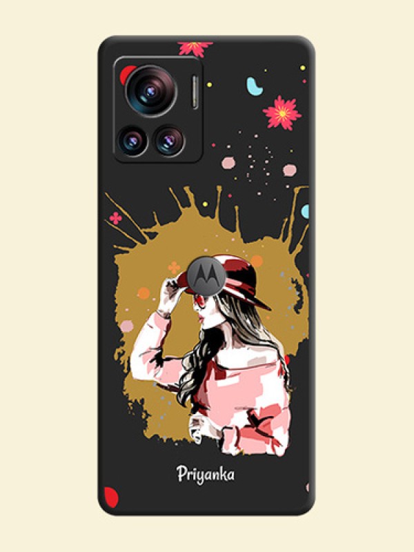 Mordern Lady With Color Splash Background With Custom Text On Space Black Personalized Soft Matte Phone Covers -Motorola Moto Edge 30 Ultra