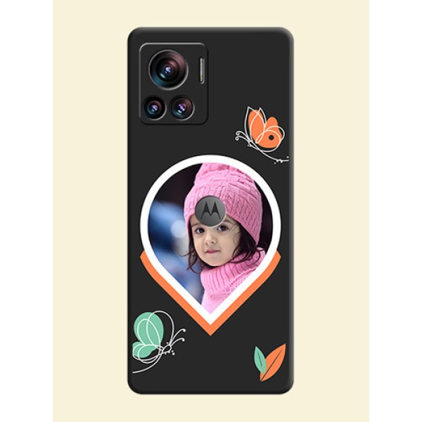 Upload Pic With Simple Butterly Design On Space Black Personalized Soft Matte Phone Covers -Motorola Moto Edge 30 Ultra Upload Pic With Simple Butterly Design On Space Black Personalized Soft Matte Phone Covers -Motorola Moto Edge 30 Ultra