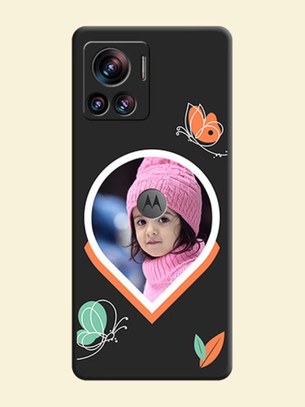 Upload Pic With Simple Butterly Design On Space Black Personalized Soft Matte Phone Covers -Motorola Moto Edge 30 Ultra