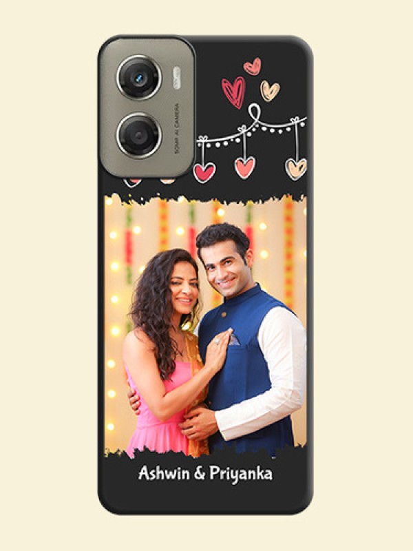 Pink Love Hangings with Name On Space Black Custom Soft Matte Mobile Back Cover - Motorola Moto G06 Power