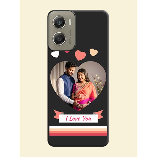 Love Shaped Photo with Colorful Stripes On Space Black Custom Soft Matte Mobile Back Cover - Motorola Moto G06 Power Love Shaped Photo with Colorful Stripes On Space Black Custom Soft Matte Mobile Back Cover - Motorola Moto G06 Power