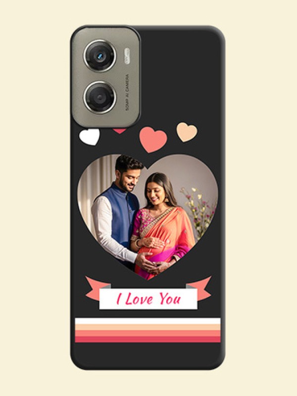 Love Shaped Photo with Colorful Stripes On Space Black Custom Soft Matte Mobile Back Cover - Motorola Moto G06 Power