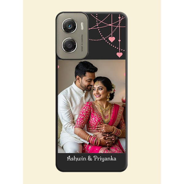 Pink Love Hangings with Text On Space Black Custom Soft Matte Mobile Back Cover - Motorola Moto G06 Power Pink Love Hangings with Text On Space Black Custom Soft Matte Mobile Back Cover - Motorola Moto G06 Power