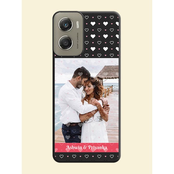 White Color Love Symbols with Text Design on Photo On Space Black Custom Soft Matte Mobile Back Cover - Motorola Moto G06 Power