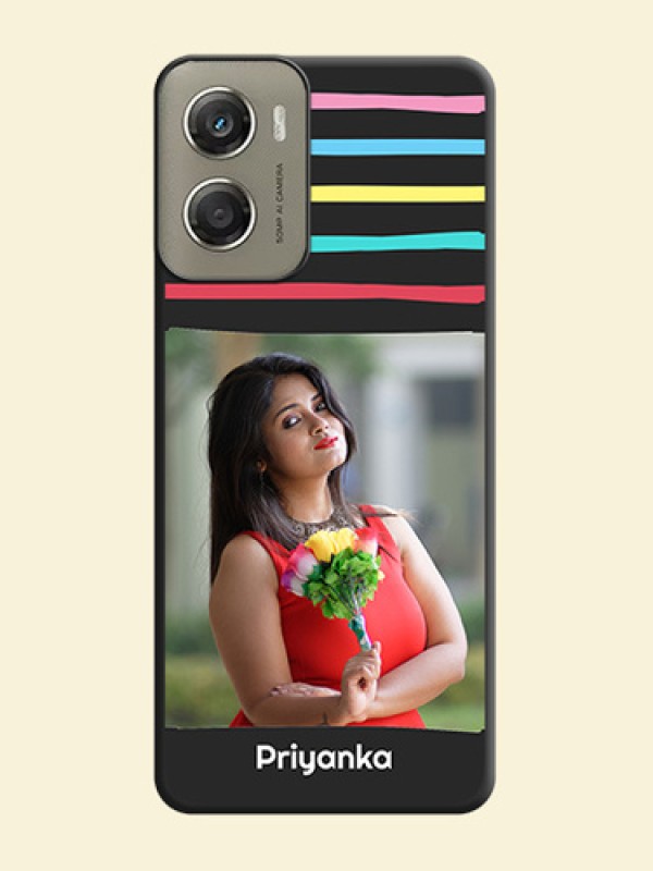 Multicolor Lines with Image On Space Black Custom Soft Matte Mobile Back Cover - Motorola Moto G06 Power
