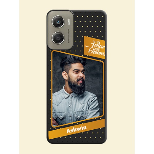 Follow Your Dreams with White Dots On Space Black Custom Soft Matte Mobile Back Cover - Motorola Moto G06 Power Follow Your Dreams with White Dots On Space Black Custom Soft Matte Mobile Back Cover - Motorola Moto G06 Power