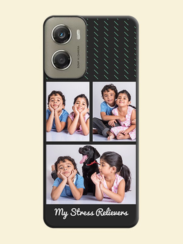 Cross Dotted Pattern with 2 Image Holder On Space Black Custom Soft Matte Mobile Back Cover - Motorola Moto G06 Power