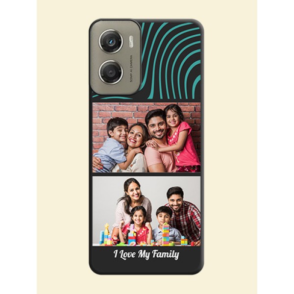 Wave Pattern with 2 Image Holder On Space Black Custom Soft Matte Mobile Back Cover - Motorola Moto G06 Power Wave Pattern with 2 Image Holder On Space Black Custom Soft Matte Mobile Back Cover - Motorola Moto G06 Power