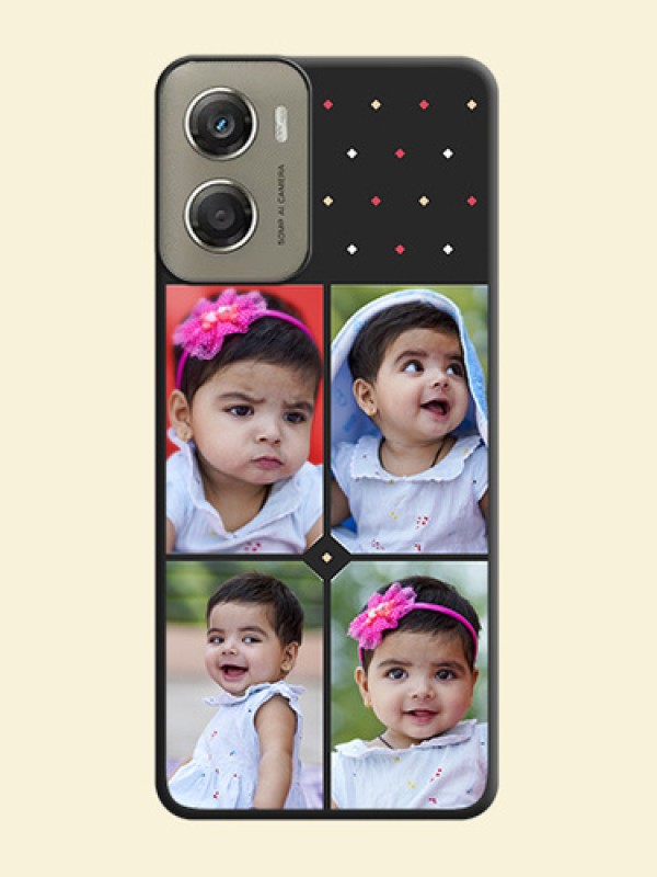 Multicolor Dotted Pattern with 4 Image Holder On Space Black Custom Soft Matte Mobile Back Cover - Motorola Moto G06 Power