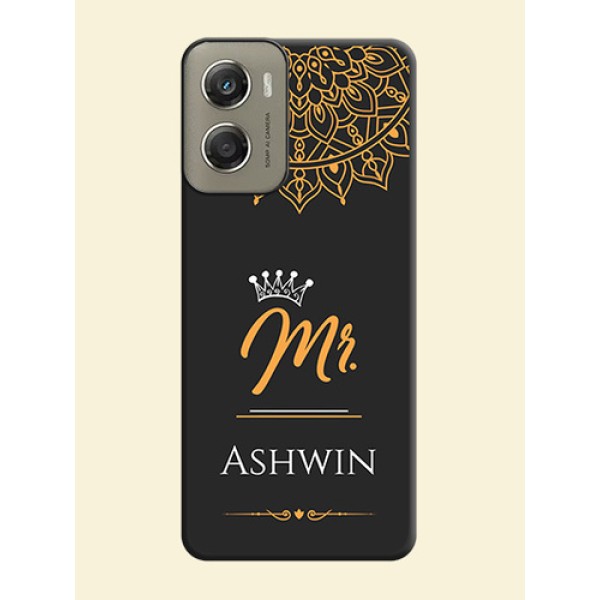 Mr Name with Floral Design On Space Black Custom Soft Matte Mobile Back Cover - Motorola Moto G06 Power Mr Name with Floral Design On Space Black Custom Soft Matte Mobile Back Cover - Motorola Moto G06 Power