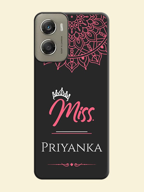 Mrs Name with Floral Design On Space Black Custom Soft Matte Mobile Back Cover - Motorola Moto G06 Power