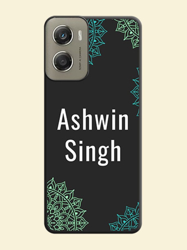 Your Name with Floral Design On Space Black Custom Soft Matte Mobile Back Cover - Motorola Moto G06 Power