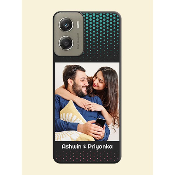 Faded Dots with Grunge Photo Frame and Text On Space Black Custom Soft Matte Mobile Back Cover - Motorola Moto G06 Power Faded Dots with Grunge Photo Frame and Text On Space Black Custom Soft Matte Mobile Back Cover - Motorola Moto G06 Power