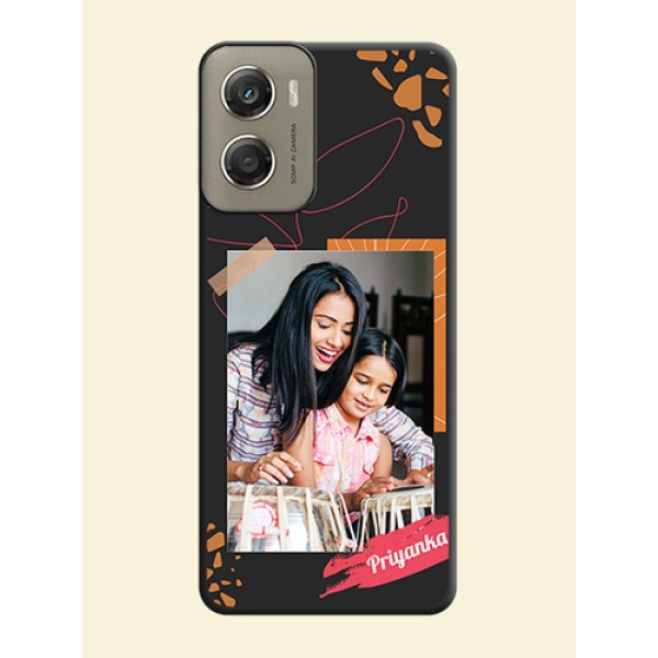 Orange Photo Frame On Space Black Custom Soft Matte Mobile Back Cover - Motorola Moto G06 Power Orange Photo Frame On Space Black Custom Soft Matte Mobile Back Cover - Motorola Moto G06 Power
