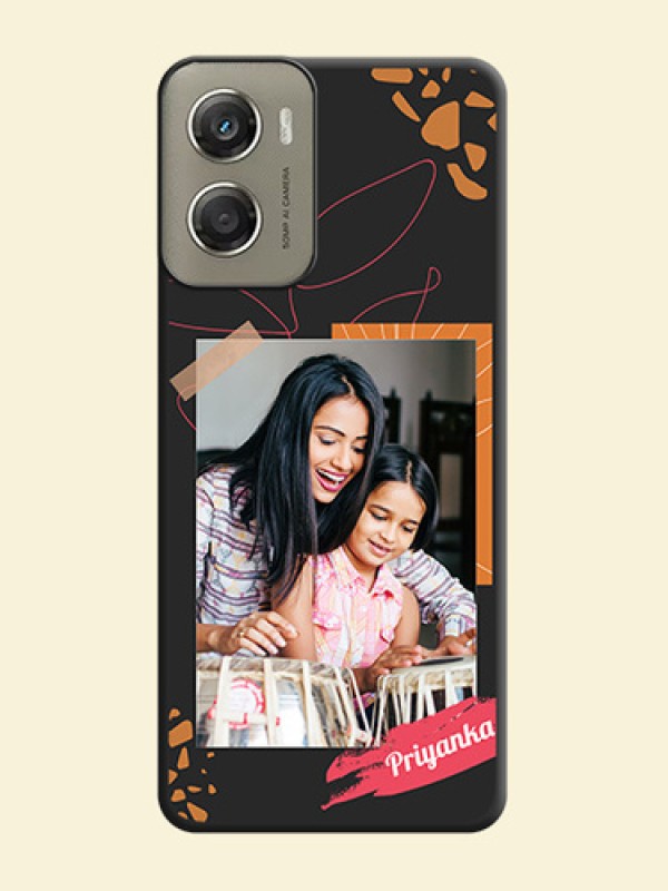 Orange Photo Frame On Space Black Custom Soft Matte Mobile Back Cover - Motorola Moto G06 Power