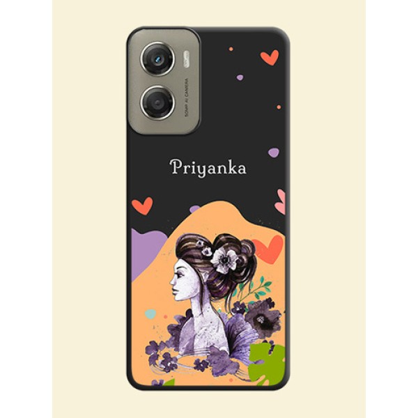 Namecase For Her With Fancy Lady Image On Space Black Custom Soft Matte Mobile Back Cover - Motorola Moto G06 Power