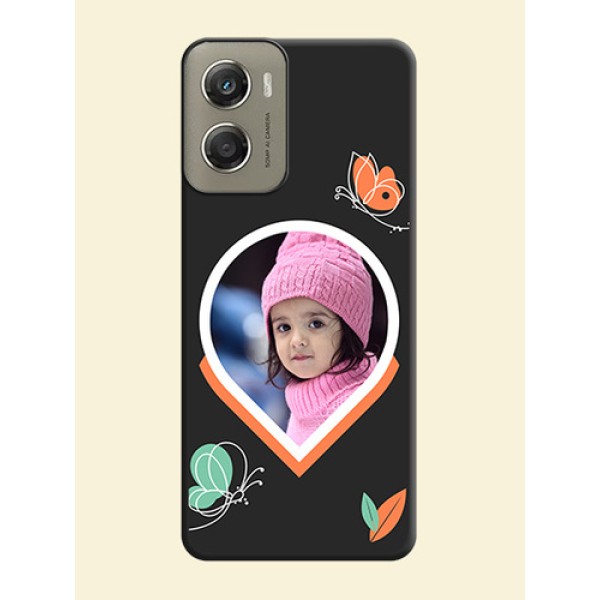 Upload Pic With Simple Butterly Design On Space Black Custom Soft Matte Mobile Back Cover - Motorola Moto G06 Power Upload Pic With Simple Butterly Design On Space Black Custom Soft Matte Mobile Back Cover - Motorola Moto G06 Power