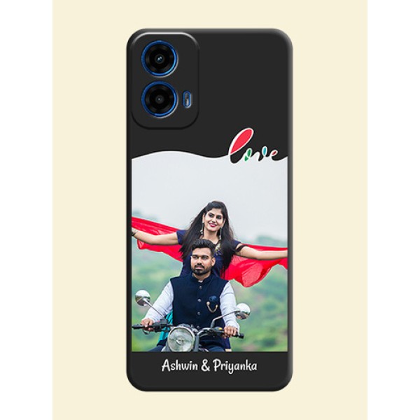 Fall in Love Pattern with Picture on Photo On Space Black Custom Soft Matte Mobile Back Cover - Motorola Moto G45 5G Fall in Love Pattern with Picture on Photo On Space Black Custom Soft Matte Mobile Back Cover - Motorola Moto G45 5G