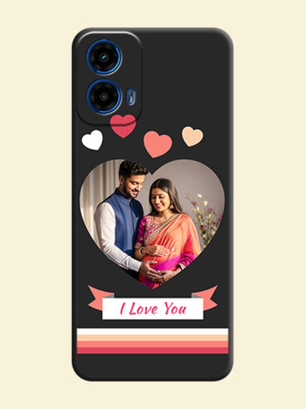Love Shaped Photo with Colorful Stripes On Space Black Custom Soft Matte Mobile Back Cover - Motorola Moto G45 5G