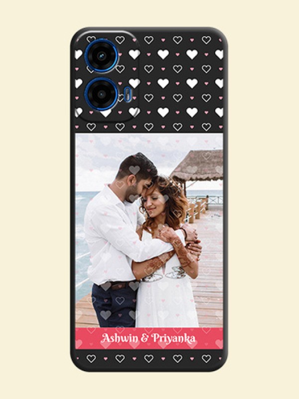 White Color Love Symbols with Text Design on Photo On Space Black Custom Soft Matte Mobile Back Cover - Motorola Moto G45 5G