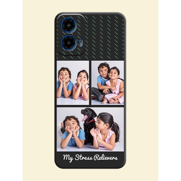 Cross Dotted Pattern with 2 Image Holder On Space Black Custom Soft Matte Mobile Back Cover - Motorola Moto G45 5G Cross Dotted Pattern with 2 Image Holder On Space Black Custom Soft Matte Mobile Back Cover - Motorola Moto G45 5G