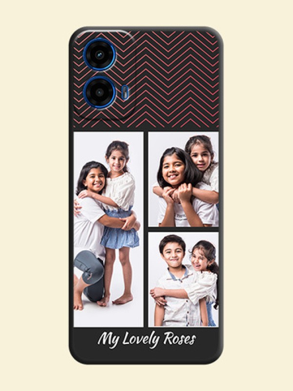 Wave Pattern with 3 Image Holder On Space Black Custom Soft Matte Mobile Back Cover - Motorola Moto G45 5G