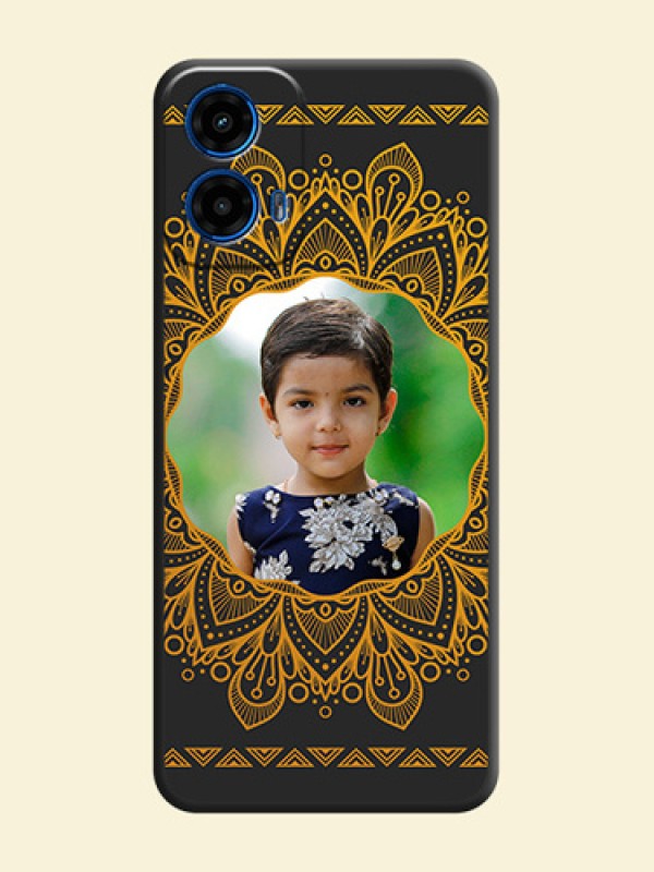 Round Image with Floral Design On Space Black Custom Soft Matte Mobile Back Cover - Motorola Moto G45 5G