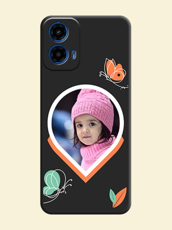 Upload Pic With Simple Butterly Design On Space Black Custom Soft Matte Mobile Back Cover - Motorola Moto G45 5G