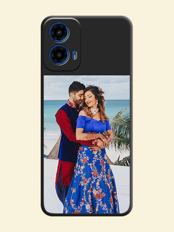 Image Upload With Space Black Color On Custom Soft Matte Mobile Back Cover - Motorola Moto G45 5G