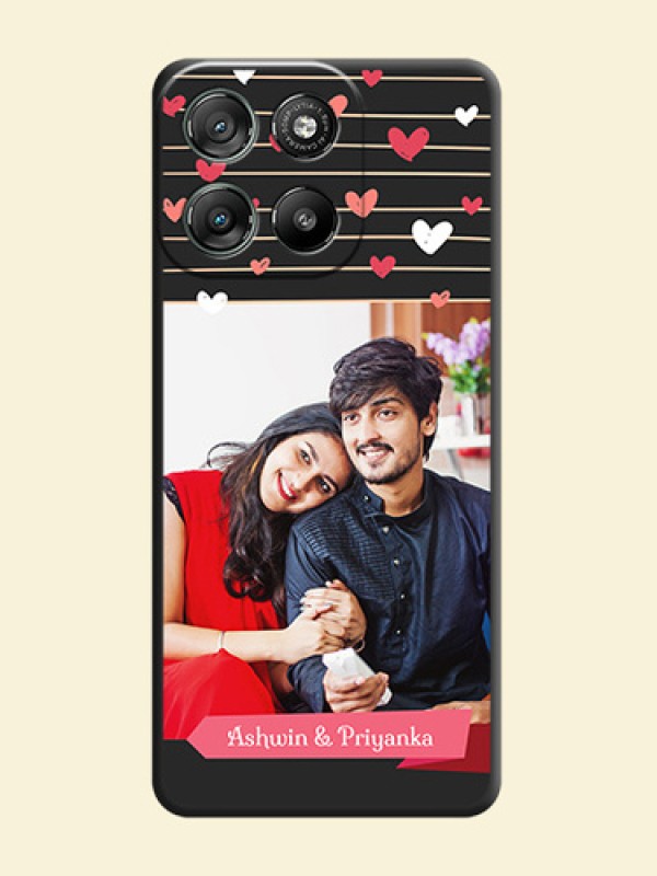 Love Pattern with Name on Pink Ribbon on Photo On Space Black Custom Soft Matte Mobile Back Cover - Motorola Moto G57 Power