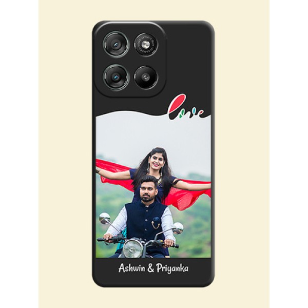 Fall in Love Pattern with Picture on Photo On Space Black Custom Soft Matte Mobile Back Cover - Motorola Moto G57 Power Fall in Love Pattern with Picture on Photo On Space Black Custom Soft Matte Mobile Back Cover - Motorola Moto G57 Power