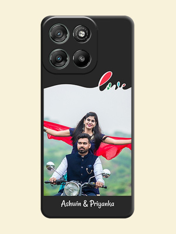 Fall in Love Pattern with Picture on Photo On Space Black Custom Soft Matte Mobile Back Cover - Motorola Moto G57 Power