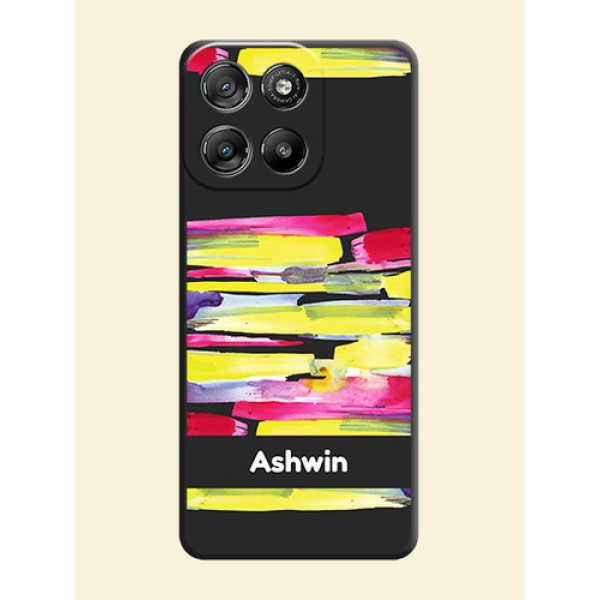 Brush Coloured On Space Black Custom Soft Matte Mobile Back Cover - Motorola Moto G57 Power Brush Coloured On Space Black Custom Soft Matte Mobile Back Cover - Motorola Moto G57 Power