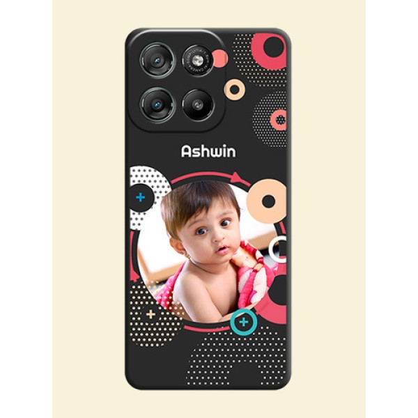 Multicoloured Round Image On Space Black Custom Soft Matte Mobile Back Cover - Motorola Moto G57 Power Multicoloured Round Image On Space Black Custom Soft Matte Mobile Back Cover - Motorola Moto G57 Power