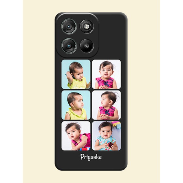 Floral Art with 6 Image Holder on Photo On Space Black Custom Soft Matte Mobile Back Cover - Motorola Moto G57 Power Floral Art with 6 Image Holder on Photo On Space Black Custom Soft Matte Mobile Back Cover - Motorola Moto G57 Power