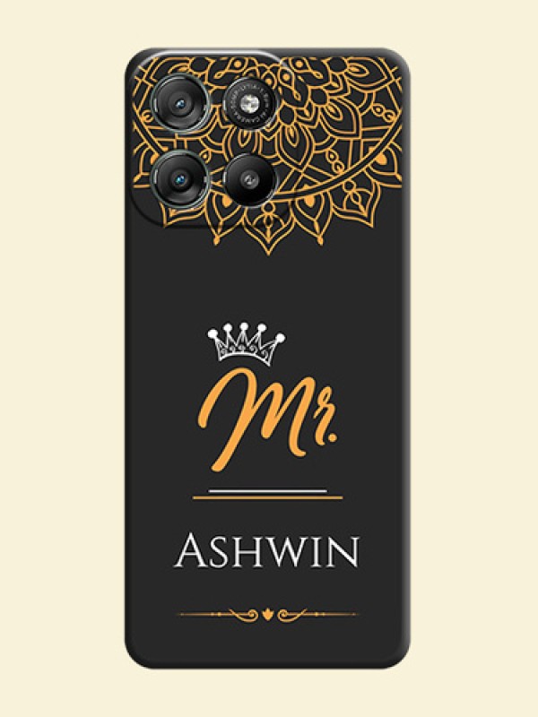 Mr Name with Floral Design On Space Black Custom Soft Matte Mobile Back Cover - Motorola Moto G57 Power