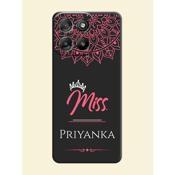 Mrs Name with Floral Design On Space Black Custom Soft Matte Mobile Back Cover - Motorola Moto G57 Power Mrs Name with Floral Design On Space Black Custom Soft Matte Mobile Back Cover - Motorola Moto G57 Power