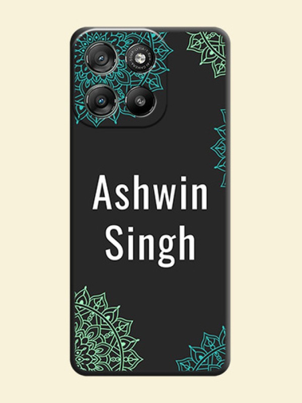 Your Name with Floral Design On Space Black Custom Soft Matte Mobile Back Cover - Motorola Moto G57 Power