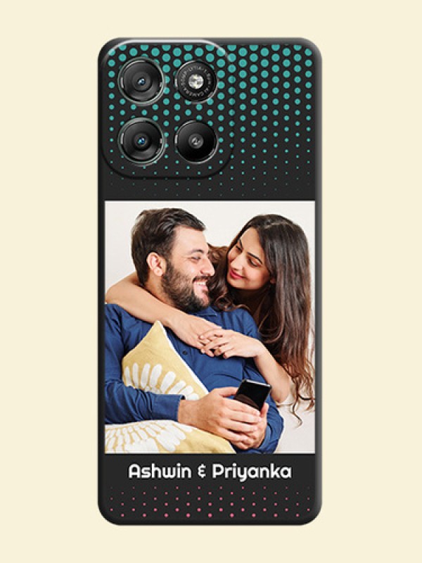 Faded Dots with Grunge Photo Frame and Text On Space Black Custom Soft Matte Mobile Back Cover - Motorola Moto G57 Power