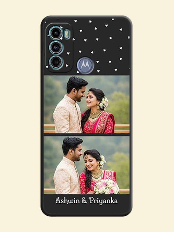 Miniature Love Symbols with Name on Space Black Custom Soft Matte Back Cover - Motorola Moto G60