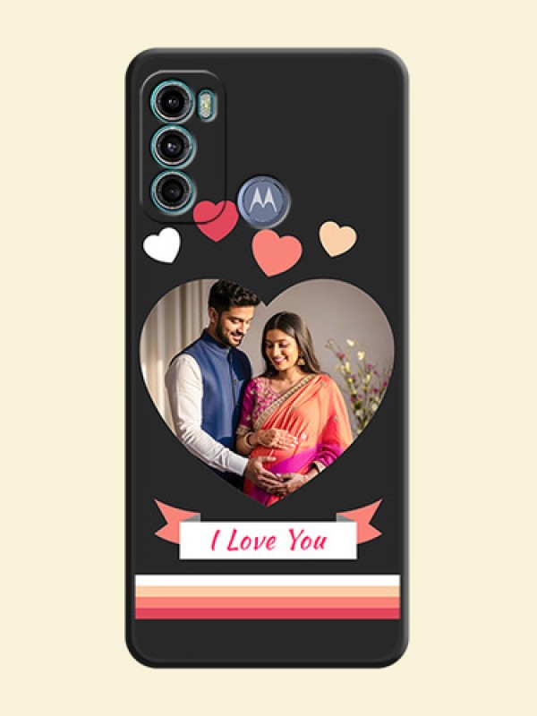 Love Shaped Photo with Colorful Stripes on Personalised Space Black Soft Matte Cases - Motorola Moto G60