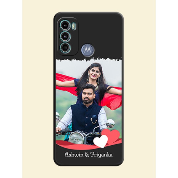 Pin Color Love Shaped Ribbon Design with Text on Space Black Custom Soft Matte Phone Back Cover - Motorola Moto G60 Pin Color Love Shaped Ribbon Design with Text on Space Black Custom Soft Matte Phone Back Cover - Motorola Moto G60