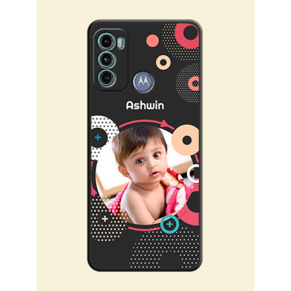 Multicoloured Round Image on Personalised Space Black Soft Matte Cases - Motorola Moto G60 Multicoloured Round Image on Personalised Space Black Soft Matte Cases - Motorola Moto G60